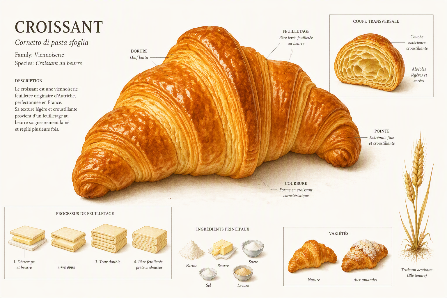Vastapaistettu rapea croissant puupöydällä Vastapaistettu rapea croissant puupöydällä