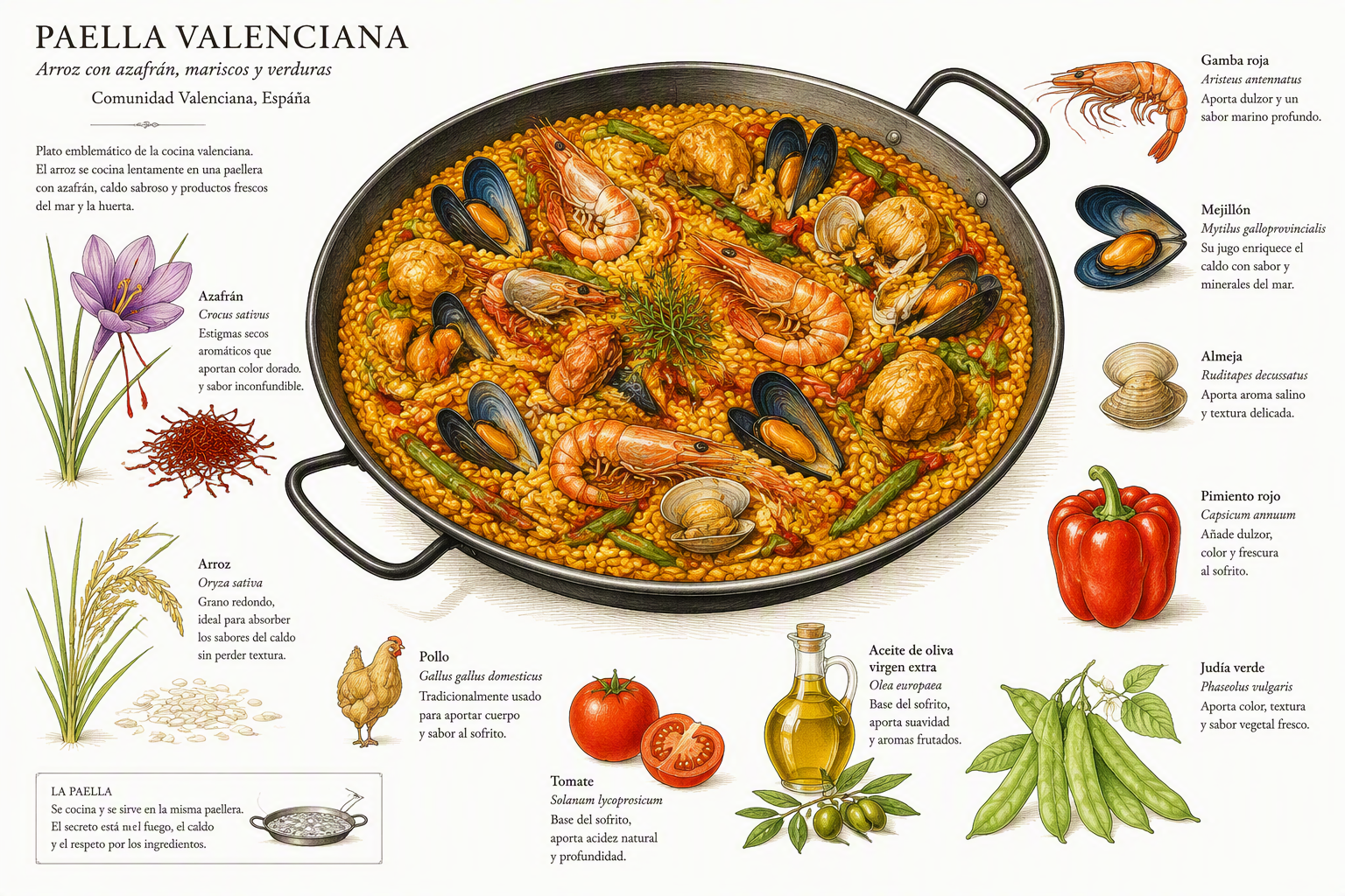 Perinteinen espanjalainen paella merenelävillä Perinteinen espanjalainen paella merenelävillä