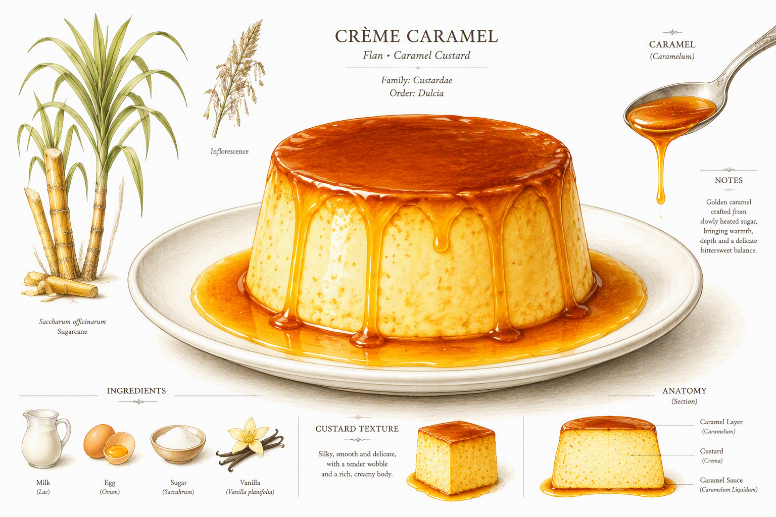 Perinteinen espanjalainen flan-jälkiruoka karamellikastikkeella Perinteinen espanjalainen flan-jälkiruoka karamellikastikkeella