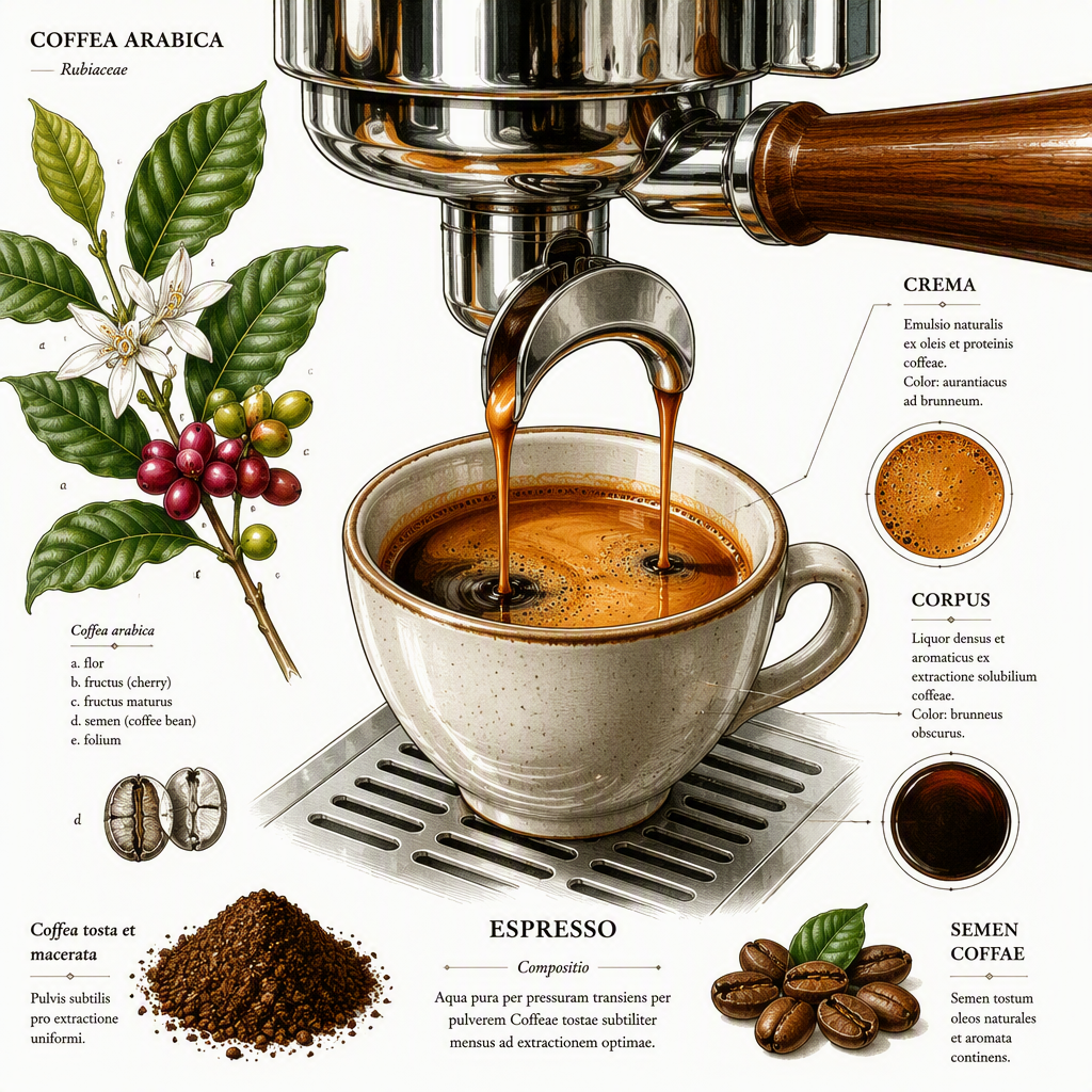 Espressokone valuttamassa kahvia pieneen keramiikkakuppiin Espressokone valuttamassa kahvia pieneen keramiikkakuppiin