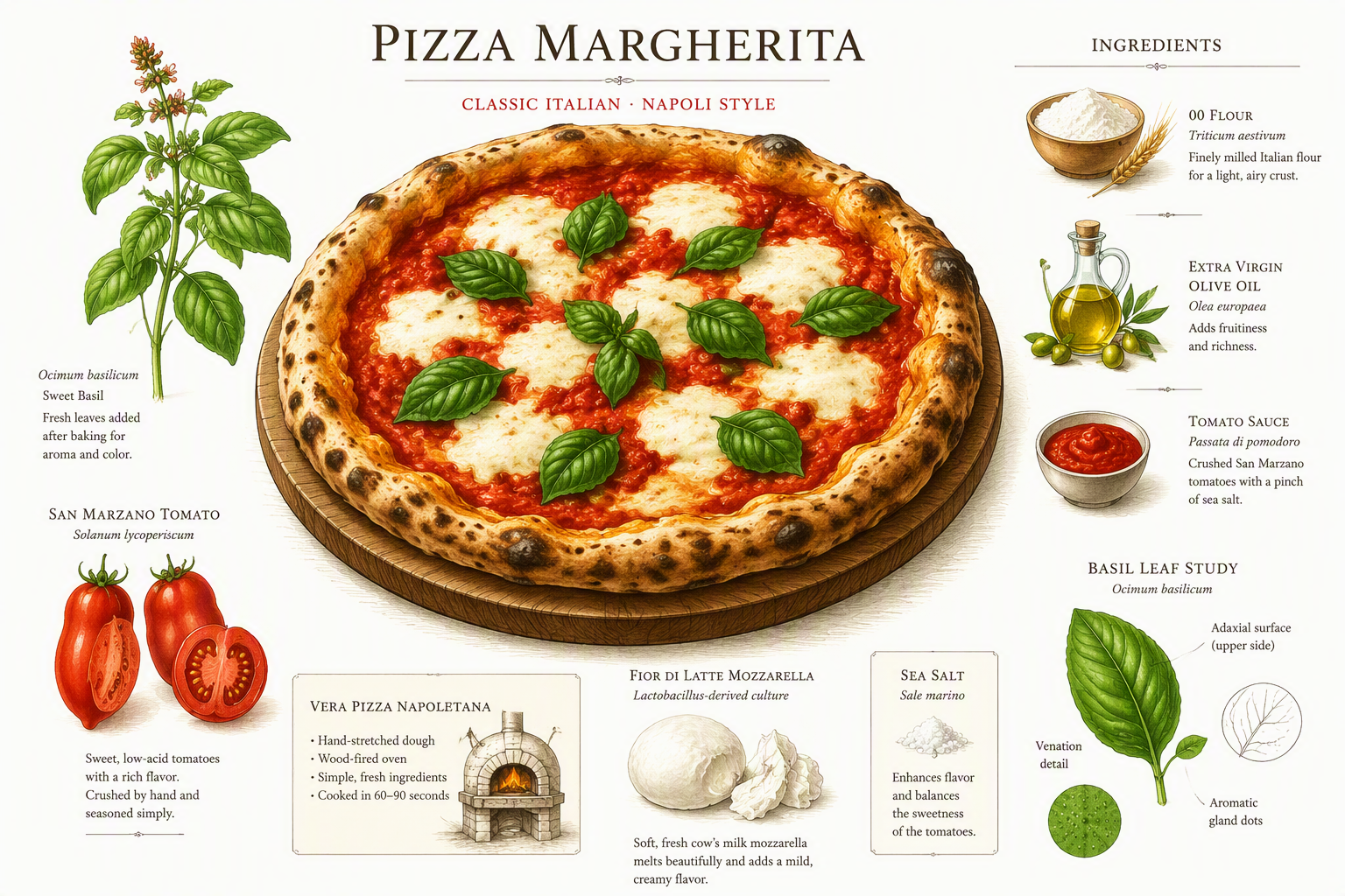 Perinteinen Margherita-pizza puisella pöydällä